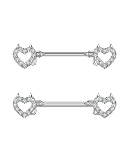 A Pair Cute Heart Dangled Nipple Piercings Barbell for Women Pink Color Moon Butterfly Shaped Sexy Nipple Rings Shield Bar Sets