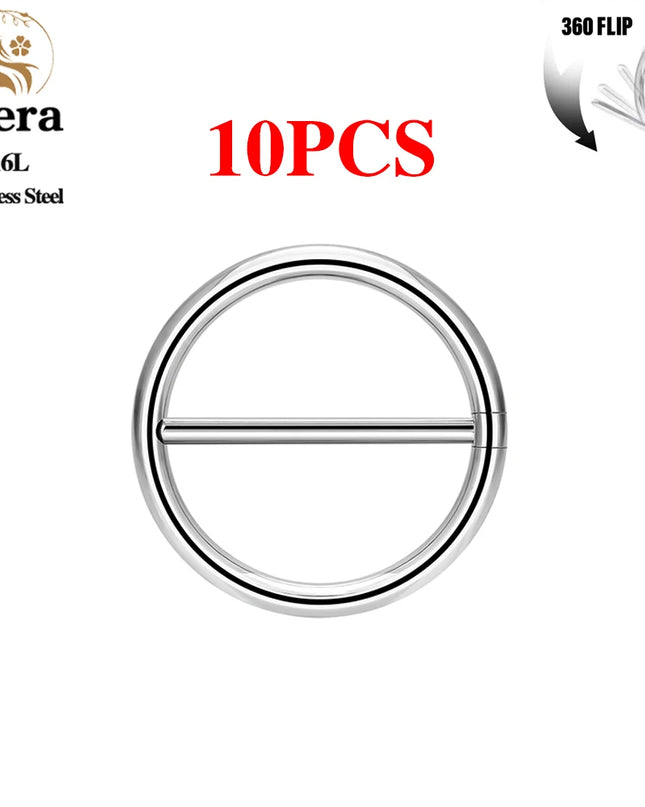 1/10PCS Stainless Steel Nipple Piercing Jewelry 14G Round Nipple Ring Women Girls Body Jewelry