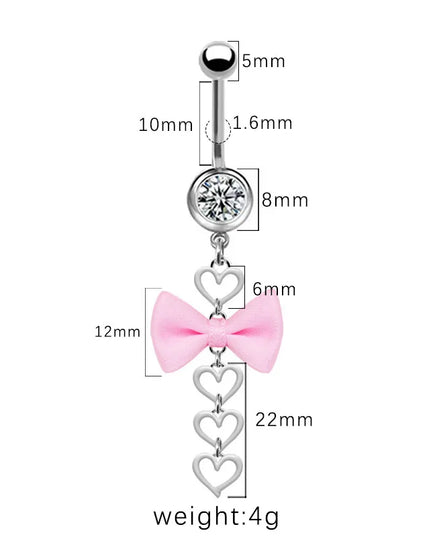 Beautiful Bow Belly Button Ring for Women Heart-shaped Belly Piercing Jewerly Surgical Steel Body Piercing Jewelry