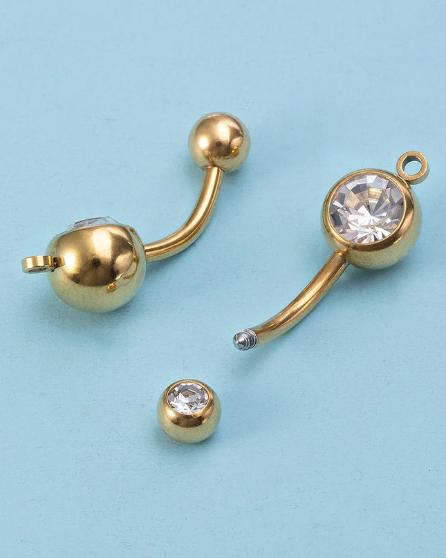 1/4pcs Belly Button Rings DIY Jewelry Making Supplies Findings Pendant Navel Stud Stainless Steel Barbell Piercing Body Jewelry