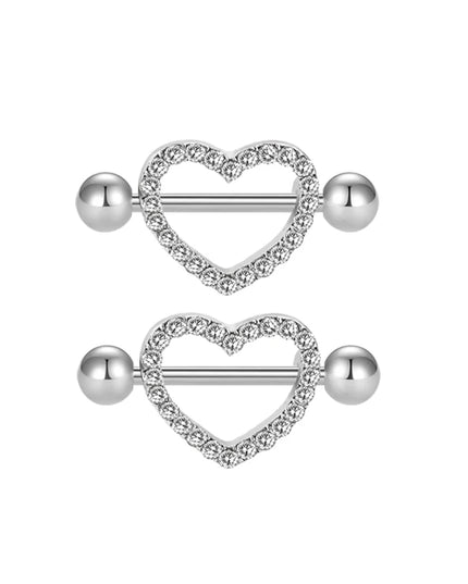1Pair Heart Shaped Nipple Rings Piercing Jewelry for Women Sexy Clips Stianless Steel Nipple Ring Clamps Pierced Body Jewelry