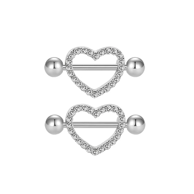 1Pair Heart Shaped Nipple Rings Piercing Jewelry for Women Sexy Clips Stianless Steel Nipple Ring Clamps Pierced Body Jewelry