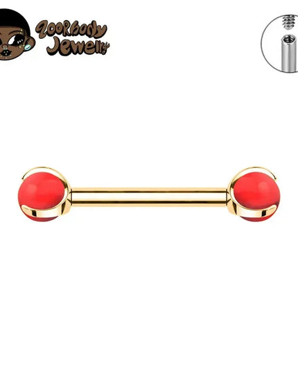 ASTM F136 Titanium Nipple Piercing 14G Internally Threaded Straight Barbell with Crystal Tongue Ring Nipple Industrial Piercing