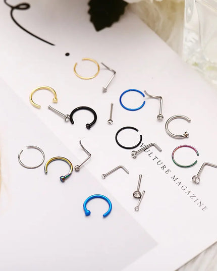 22 Pcs Of Suit Fake Nose Ring Earrings Fashion Punk Non-nose-piercing Septum Women Jewelry