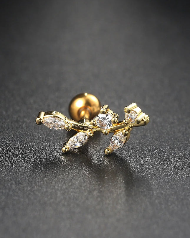 Ear Piercing For Women Pierced Earring Daith Helix Flat Lobe Star Plant Lightning Zircon Stainless Steel Ear Hoop Jewelry Gift