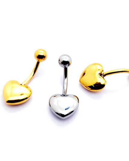 1Pcs Surgical Steel Gold /Silver Color Belly Button Piercing Heart Belly Rings  Navel Ring Cute Belly Bar Body Piercing Jewelry