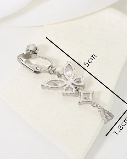 Clip On Belly Button Ring Butterfly Shape Copper Zircon Fake Belly Piercing Umbilical Navel Body Jewelry Trendy Fashion Style