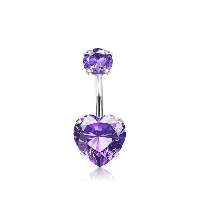 Belly Button Rings Mixed Purple Zircon Dangle Design Stainless Steel Durable Navel Rings for Daily Outfit Matching