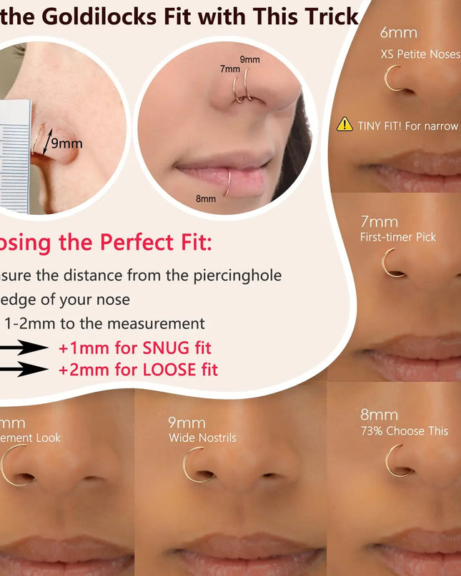 18G  316L Surgical Steel Nose Ring Hoop, Cartilage Hoop Earrings for Women Men  Piercing Jewelry 6mm/8mm/10mm/12mm