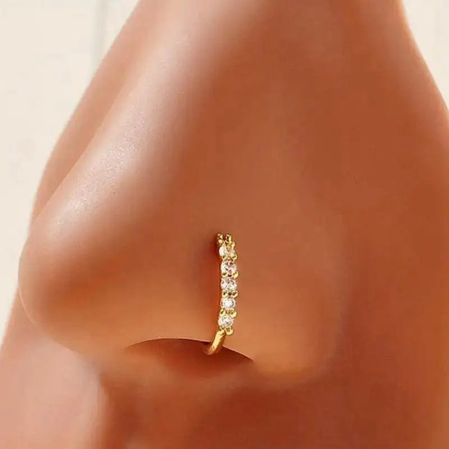 Non Piercing Nose Ring Cuff Sparkling Cubic Zirconia 2 Color Options Lightweight Comfortable Nose Jewelry for Concert Outfits