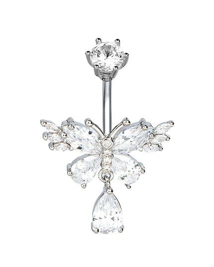 Exquisite Zircon Crystal Belly Button Rings Fashion Butterfly Navel Ring For Women GirlsSexy Belly Piercing Body Jewelry Gifts