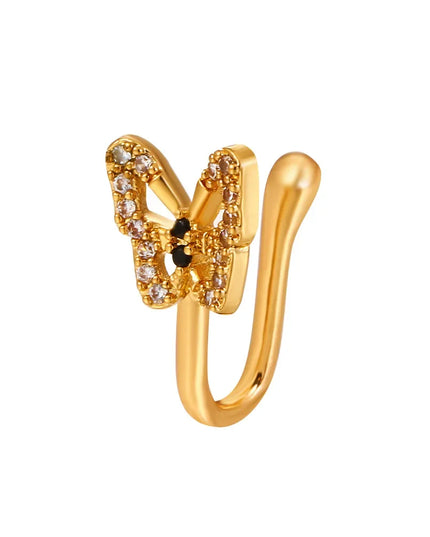 Fashion Nose Ring Charm Crystal Butterfly Pentagram Nose Ring Women Fake Piercing Clip on Nose Ear Rings Body Jewelry