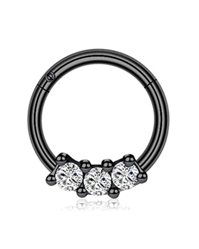 WKOUD Septum Rings Hoop Nose Ring Horseshoe Stainless Steel Cartilage Earrings Hoop Helix Tragus Septum Piercing Jewerly Black
