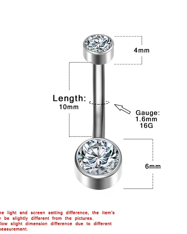 F136 Titanium Belly Button Piercing Hinge Segment External Helix 16G Zircon Piercing navel Women Sexy Body Jewelry Wholesale