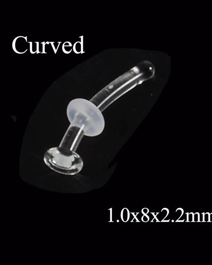1PC Glass Nose Helix Studs Transparent Straight Curved Nose Ring Prevent Allergy Nariz Tragus Navel Piercing Body Jewelry