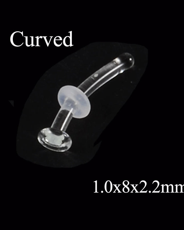 1PC Glass Nose Helix Studs Transparent Straight Curved Nose Ring Prevent Allergy Nariz Tragus Navel Piercing Body Jewelry