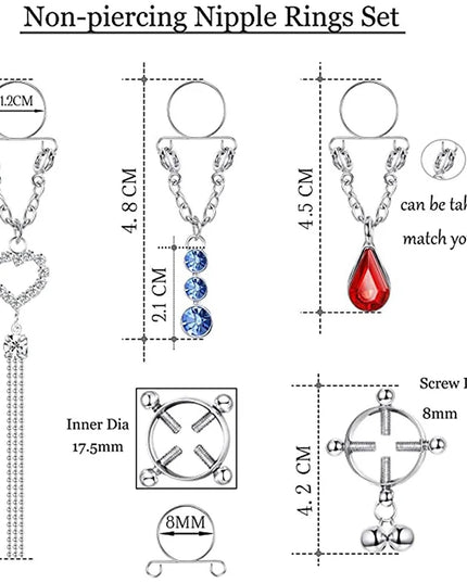 1 Pair New Fake Nipple Ring Sexy Tassel Crystal Butterfly Pendant For Women Girls Adjustable Faux Nipple Piercing Body Jewelry