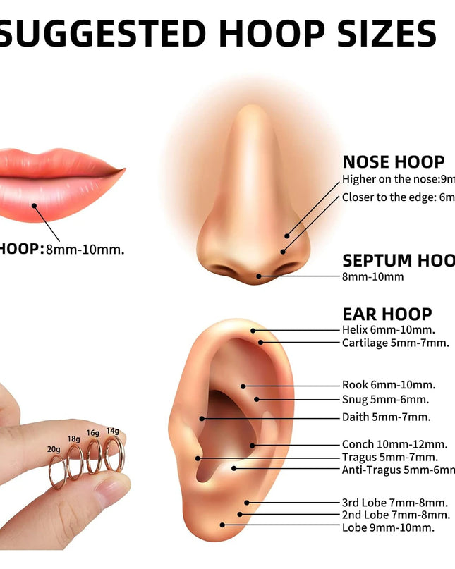 Hinged Nose Ring Hoop Septum Hoop  Ring Tragus Rook Ring Piercing Jewelry Lip Labret Ring Clicker Cartilage Earrings Women Gift