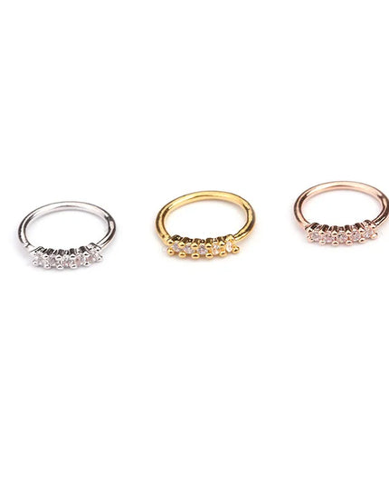 Nose Rings Hoops Set for Women Men, 20G Gold/Silver Hypoallergenic Surgical Stainless Steel Nose Hoops Hinged Clicker Rings