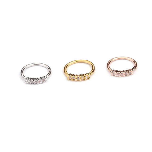 Nose Rings Hoops Set for Women Men, 20G Gold/Silver Hypoallergenic Surgical Stainless Steel Nose Hoops Hinged Clicker Rings