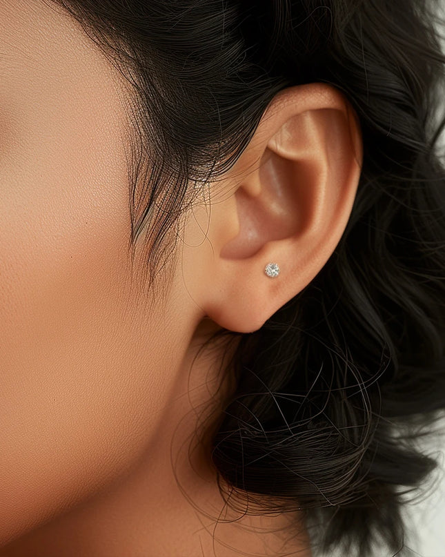 AIDE Heart Round Ball Flat Helix Piercing Earring 925 Sterling Silver Ear Studs Geometric Zircon Exquisite Trinket Studs Aretes