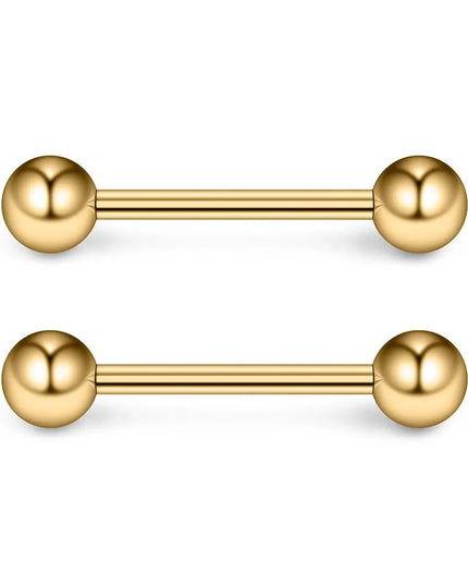 48 Pcs/2 Pcs Nipple Ring Tongue Ring Surgical Steel Straight 14G Barbell Piercing Jewelry 12MM 14MM 16MM Women's and Men's Glow