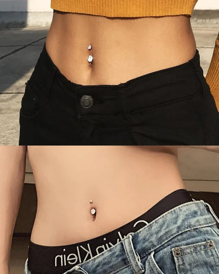 Steel Belly Button Rings for Women Girls Crystal Piercing Navel Ring Bar Drop Dangle Body Belly Navel Fashion Body Jewelry