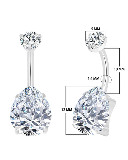 G23 Titanium 14G Belly Button Ring Round Navel CZ Barbell Belly Rings For Women Heart-shaped water droplet Belly Button Rings