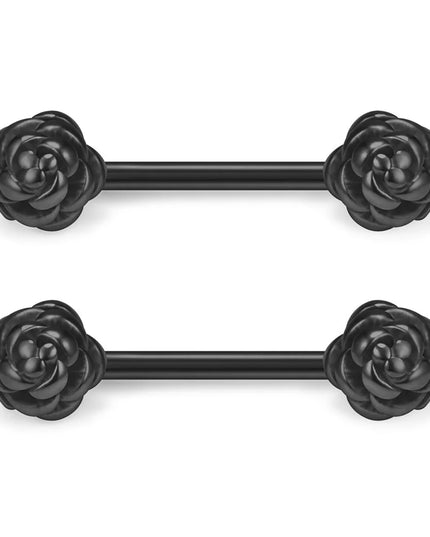 Punk rock sexy black rose nipple ring, body puncture nipple jewelry, women's sexy accessory gift