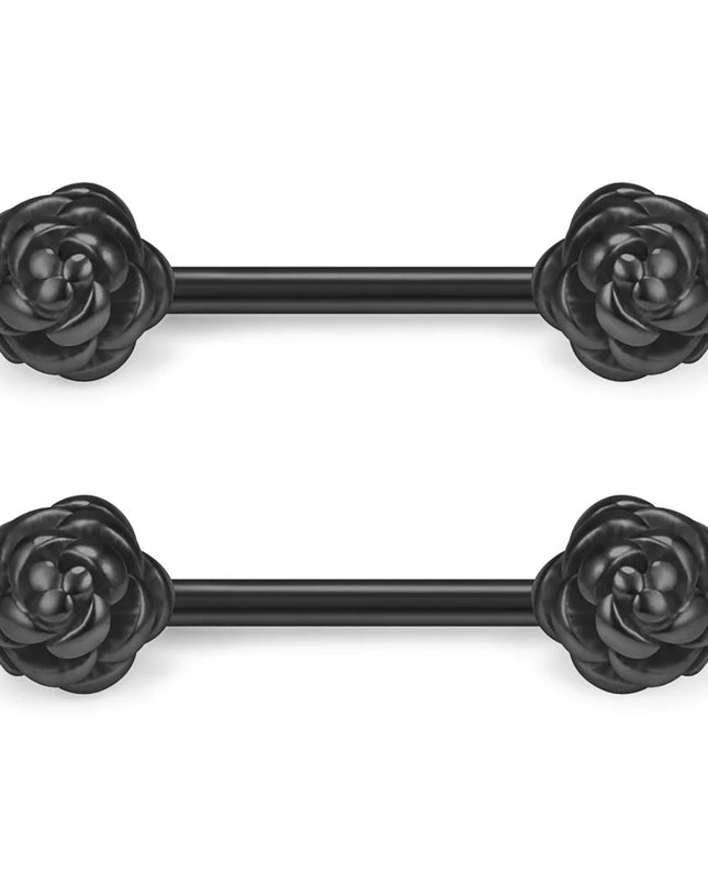 Punk rock sexy black rose nipple ring, body puncture nipple jewelry, women's sexy accessory gift