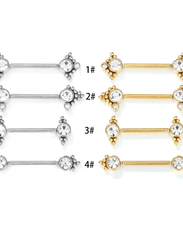 1Pair 14G Stainless Steel Externally Threaded PA Tongue Nipple Shield Barbell Ring Bar Body Piercing Jewelry Retainer