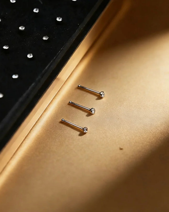 60pcs/lot Stainless Steel Crystal Rhinestone Nose Rings Body Jewelry Nose Studs Hooks Body Piercing Faux