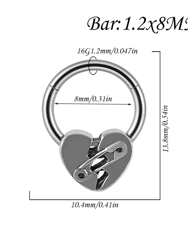 1PC Punk Many Style Black Oil Drip Hinger Septum Nose Ring Stainless Steel Ear Tragus Cartilage Daith Helix Earring Unisex Gift