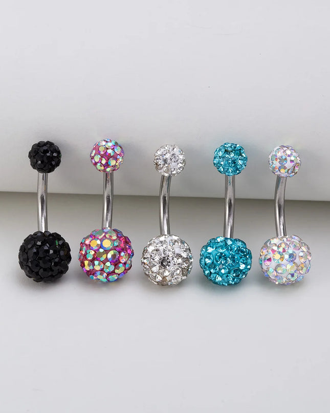 1pc Ferido Belly Button Rings Bling CZ Ball Belly Ring Navel Piercing Crystal Piercings 14G Fashion Body Jewelry for Women Girl