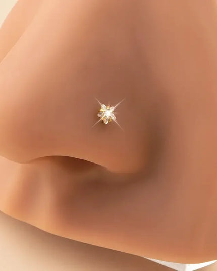 1pc Star-Shaped Heart Cubic Zirconia S Nose Stud Pierced Hook Nose Ring Stainless Steel Nose Piercing Jewelry Gift