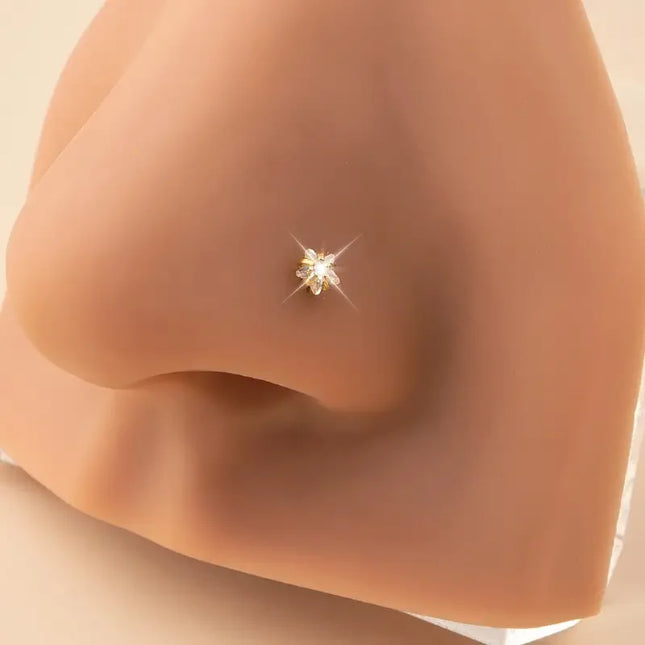 1pc Star-Shaped Heart Cubic Zirconia S Nose Stud Pierced Hook Nose Ring Stainless Steel Nose Piercing Jewelry Gift