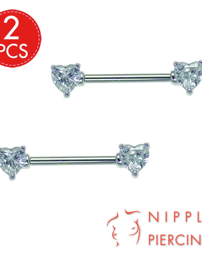 1Pair Surgical Steel Nipple Rings Nipple Piercing Bar Jewelry for Women Men with Sparkle CZ 14G Barbell Body Jewelry Accessories