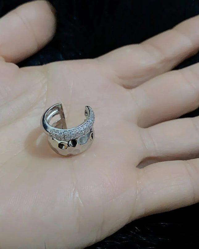 New Trending Zircon Double-layer Ear Cuff No Piercing Earring Punk Unique Metal Geometric Ear Clip for Women Y2K Jewelry 2024