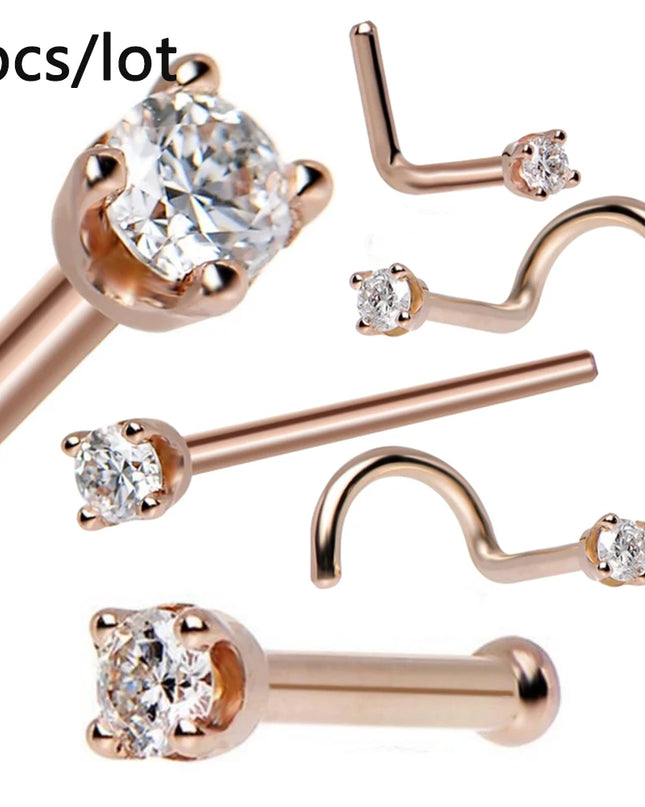 3/4/5/8/10/15/30pcs/lot Fake Nose Studs Ring Piercing Sets L-S-Shaped Curved Nose Rings Pack Steel Star Heart Moon Nose Jewelry
