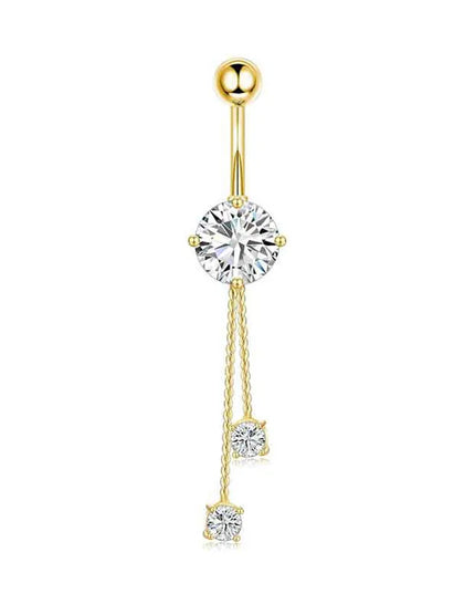 Dangle Belly Button Rings, 14G 316L Stainless Surgical Steel Cubic Zirconia Butterfly Heart Navel Ring Piercing Jewelry Barbells