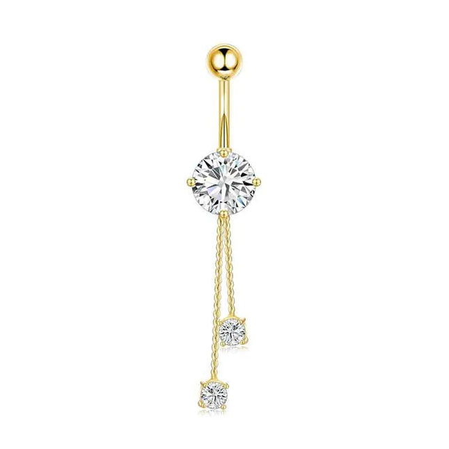 Dangle Belly Button Rings, 14G 316L Stainless Surgical Steel Cubic Zirconia Butterfly Heart Navel Ring Piercing Jewelry Barbells