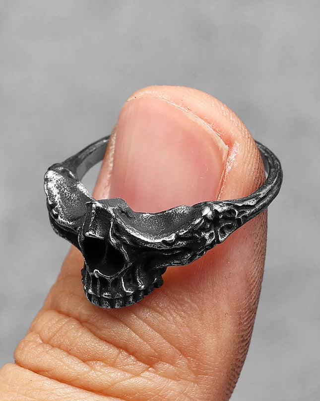 Bridge of Nose Skull Men Rings Stainless Steel Women Jewelry Punk Gothic Rock Vintage Black Fashion Accessories Gift Wholesale