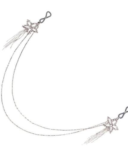Rhinestones Star Tassels Nipple Chain Noose Rings No Piercing Nipple Jewelry for Women Festival Club Bra Body Chain