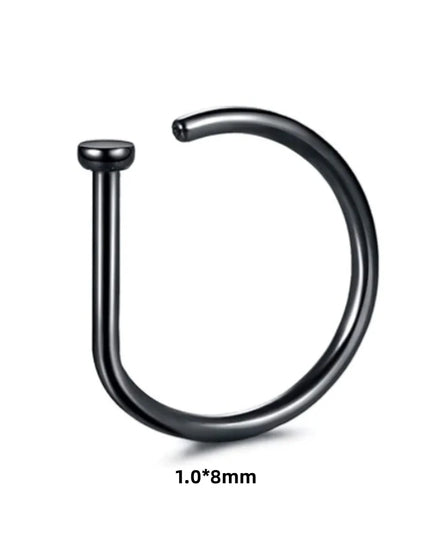 New Curved Barbells Fake Nose Piercing D Shaped Tragus Helix Stud Earring Hoop Septum Stainless Steel Ring Nostril Body Jewelry