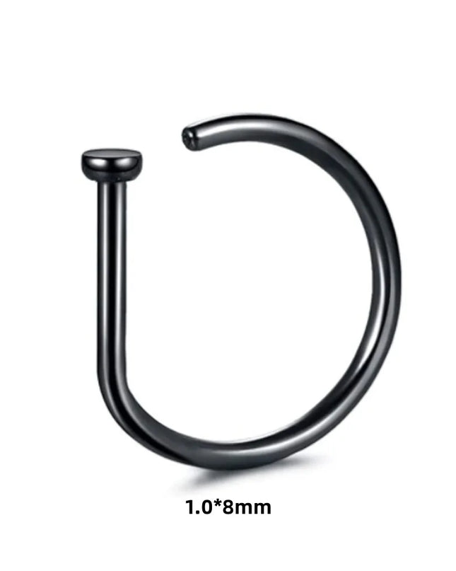 New Curved Barbells Fake Nose Piercing D Shaped Tragus Helix Stud Earring Hoop Septum Stainless Steel Ring Nostril Body Jewelry
