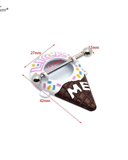 1Pair Chocolate Color Cute Nipple Ring Earring Nipple Piercing 14G 1.6*24mm Sexy Bar Rings Jewelry Creative Punk Body Jewellery