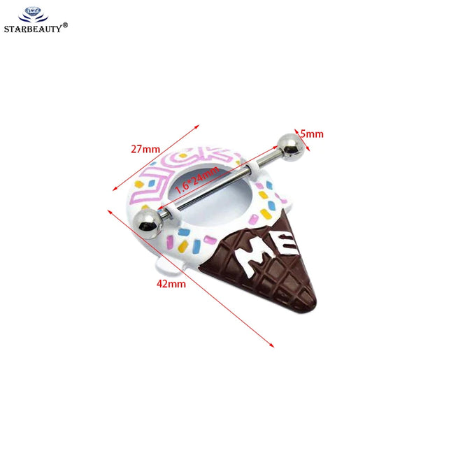 1Pair Chocolate Color Cute Nipple Ring Earring Nipple Piercing 14G 1.6*24mm Sexy Bar Rings Jewelry Creative Punk Body Jewellery