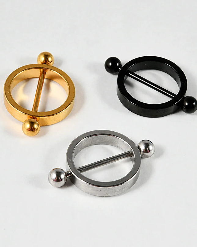 1PC Surgical Steel Black Gold Plated Nipple Piercing Round Hoop Barbell Nipple Shield Women Sexy Piercing Jewelry 14G
