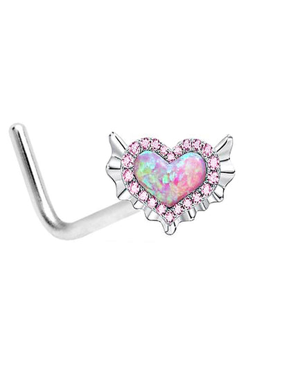 Pink Navel Belly Button Rings Women Opal Heart Nose Clip Lip Labret Piercing Helix Screw Earring Stud Cartilage Conch Piercing
