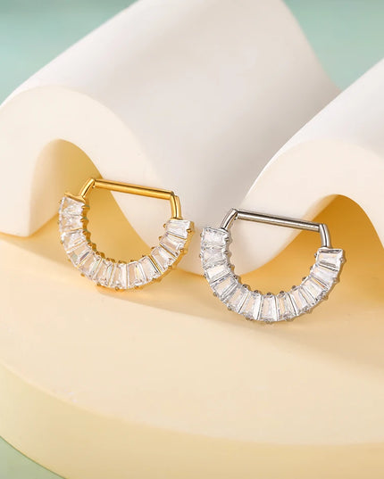 1Pc G23 Titanium CZ Zircon D Shape Nipple Piercing Ring 14G 14mm Nipple Barbell Jewelry Women Girl Nipple Shield Jewelry